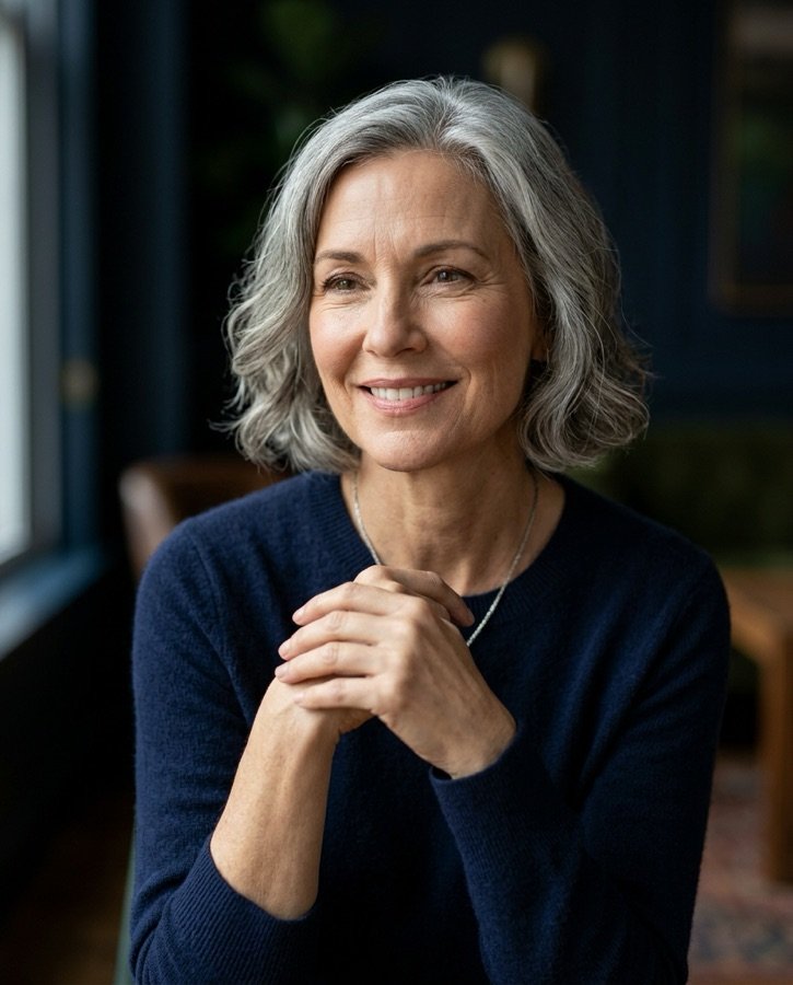 Mulher acima dos 50 anos sorrindo, retrato de vitalidade